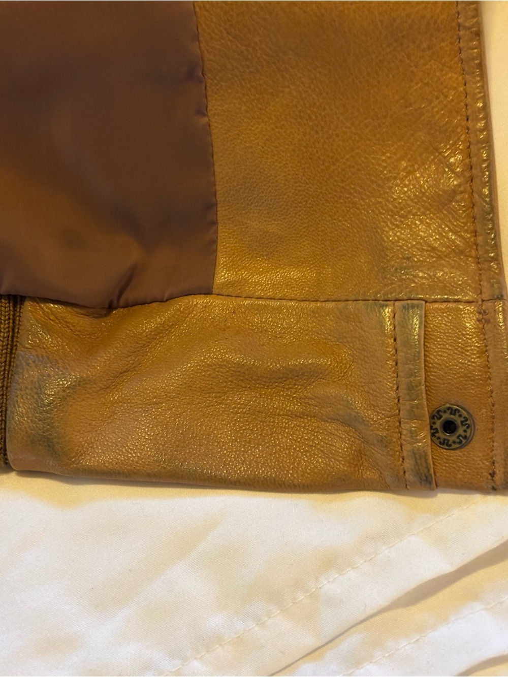 Talbots Camel/Tan Soft Leather Bomber Jacket, Size 10 - Picture 13 of 14